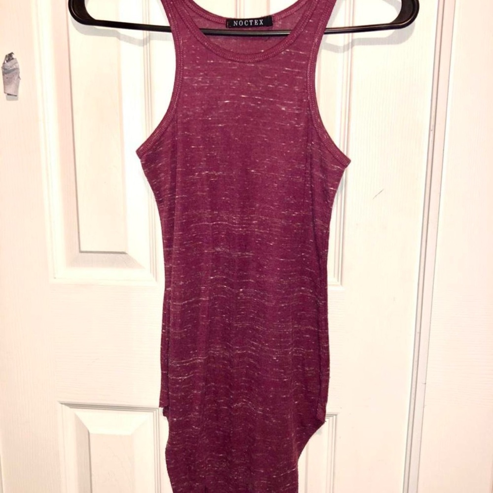 Noctex square hem tank, heathered red, small